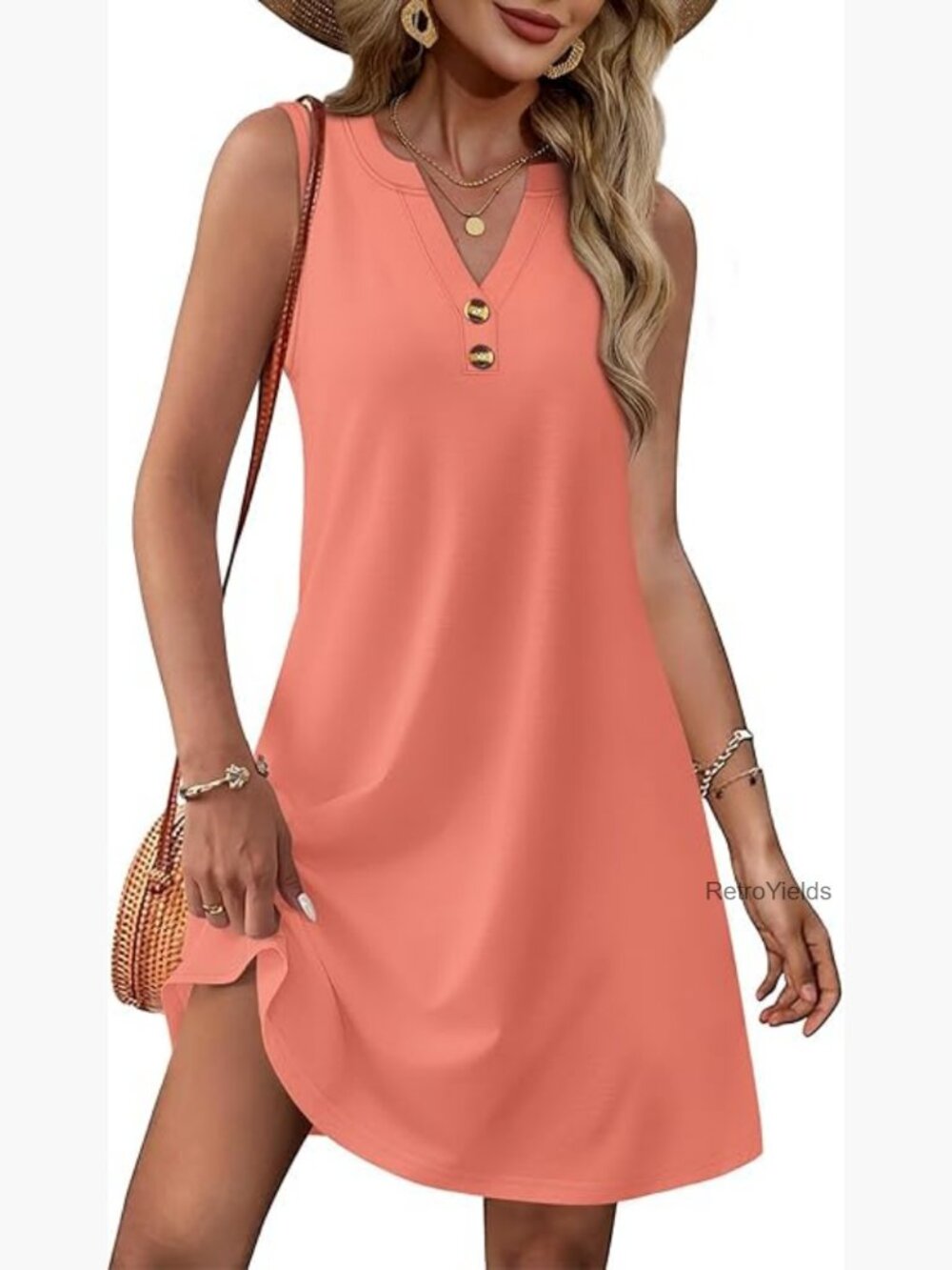 V Neck Sundress with Pockets for Women Summer Beach